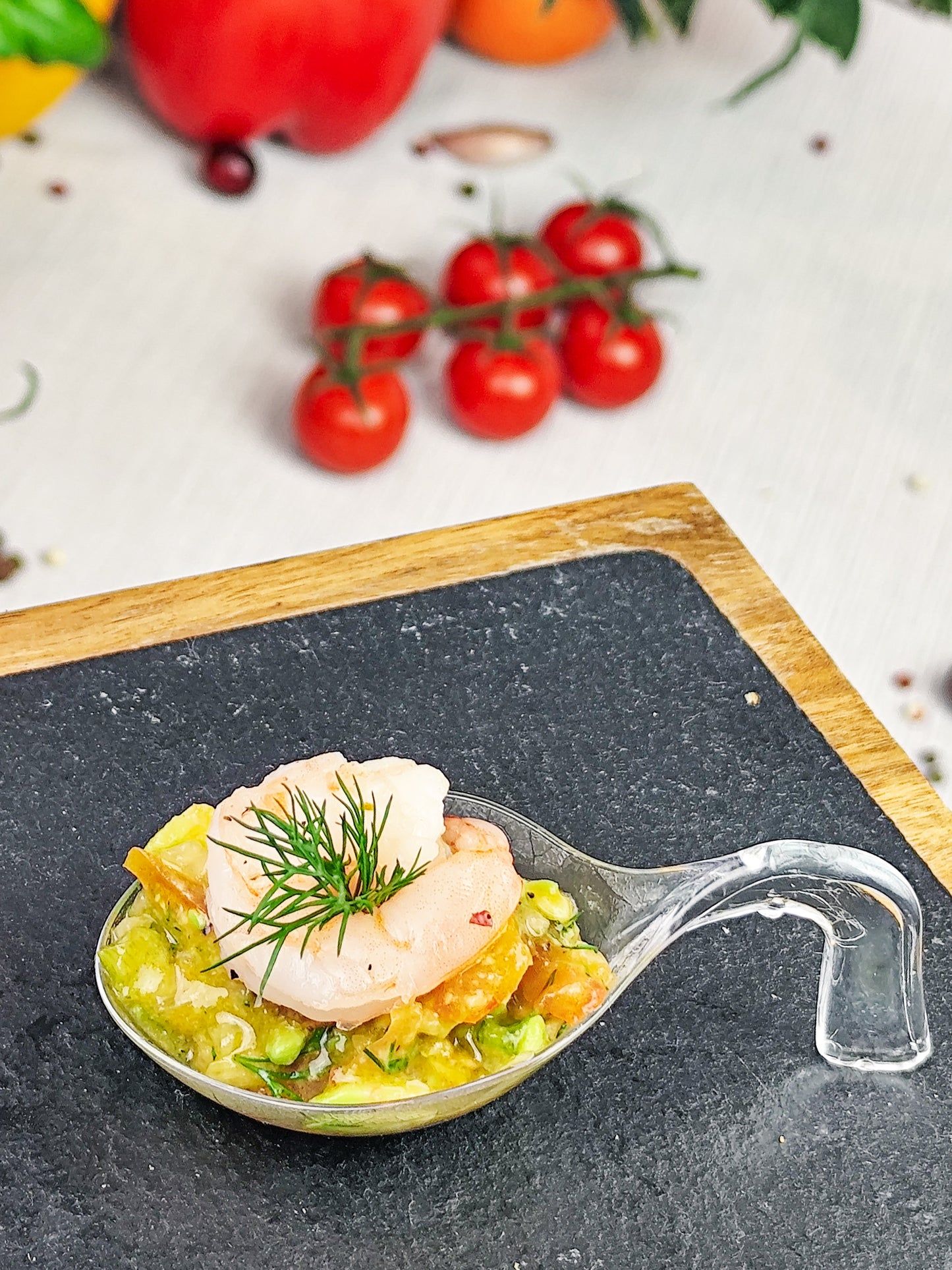 Krevetės ir gvakamolės šaukštelis